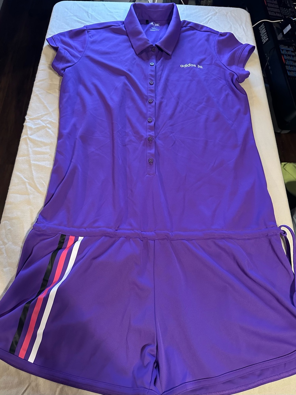 adidas Purple Polo Dress with Multicolor Side Stripes - Picture 5 of 5